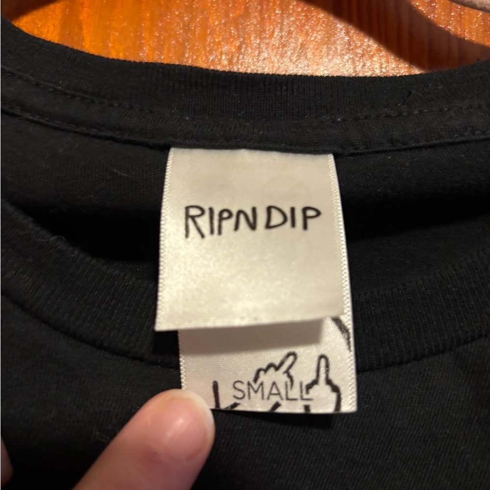 RIPNDIP Black Cotton Graphic Cat Short Sleeve T-Shirt - Picture 2 of 5